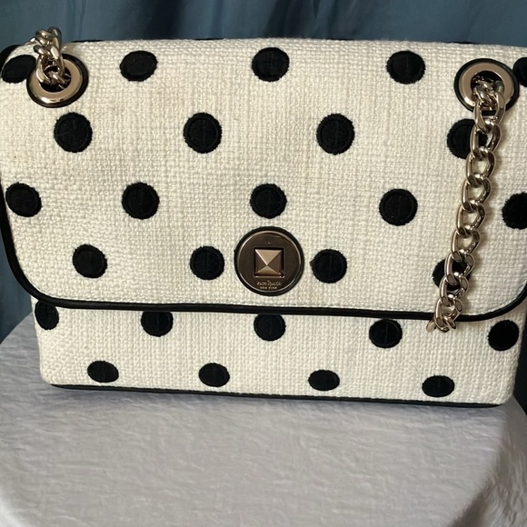 Kate Spade: Natalia Cream embroidered dot- medium Flap- Shoulder Purse/ Handbag - Picture 13 of 16